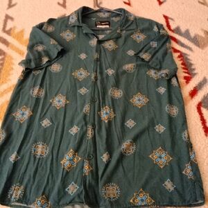 Original Use Teal Patterned Short Sleeve Shirt